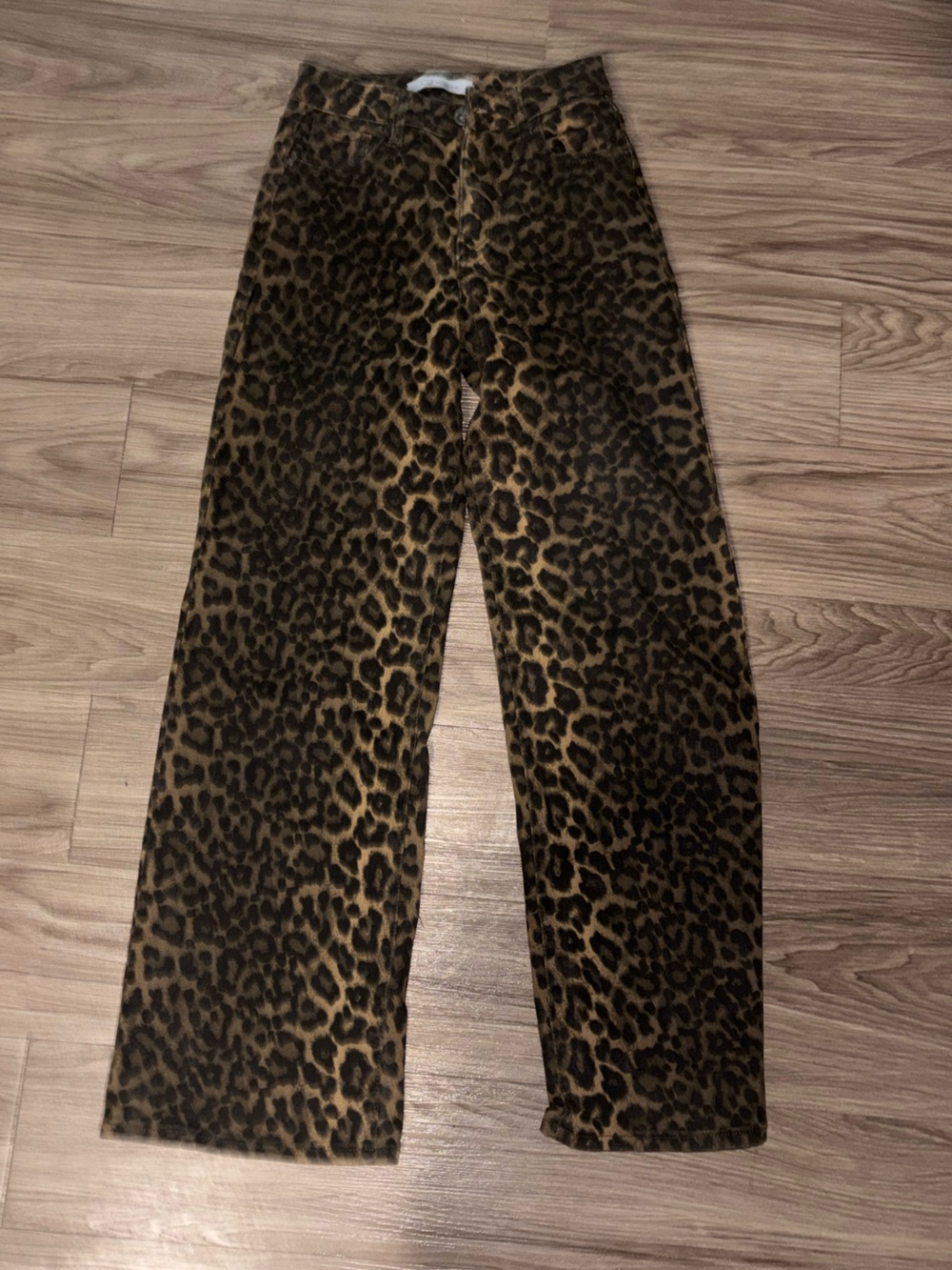 Q2 Leopard Print Waistband Jeans - Brown & Black
